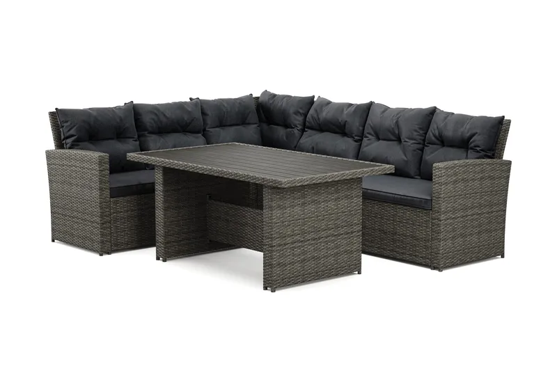 James-ulkosohvaryhmä, vasen – 5-istuttava polyrottinkinen sohvaryhmä - Harmaa - Puutarhakalusteet - Terassiryhmät - Sohvaryhmät ulos