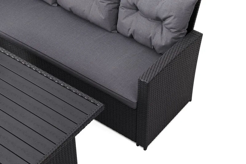 James-ulkosohvaryhmä, vasen – 5-istuttava polyrottinkinen sohvaryhmä - Musta - Puutarhakalusteet - Terassiryhmät - Sohvaryhmät ulos