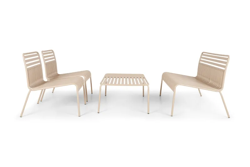 Jarva pieni 4-istuttava ulkosohvaryhmä metallia, Ruskeanharmaa