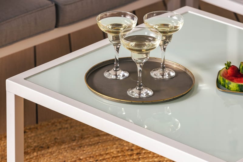 Kulmasohva Ariany - Valkoinen/Harmaa - Puutarhakalusteet - Terassiryhmät - Terassisohvat