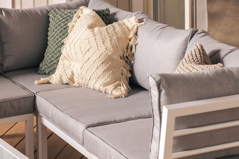 Kulmasohva Ariany - Valkoinen/Harmaa - Puutarhakalusteet - Terassiryhmät - Terassisohvat