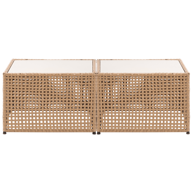 Kulmasohva ulos pöydällä 6-istuttava Omegana modulaarinen polyrottinki - Beige/Musta - Puutarhakalusteet - Terassiryhmät - Sohvaryhmät ulos