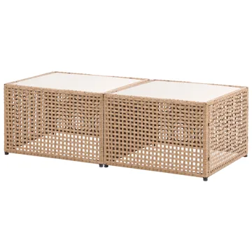Kulmasohva ulos pöydällä 6-istuttava Omegana modulaarinen polyrottinki - Beige/Musta - Puutarhakalusteet - Terassiryhmät - Sohvaryhmät ulos