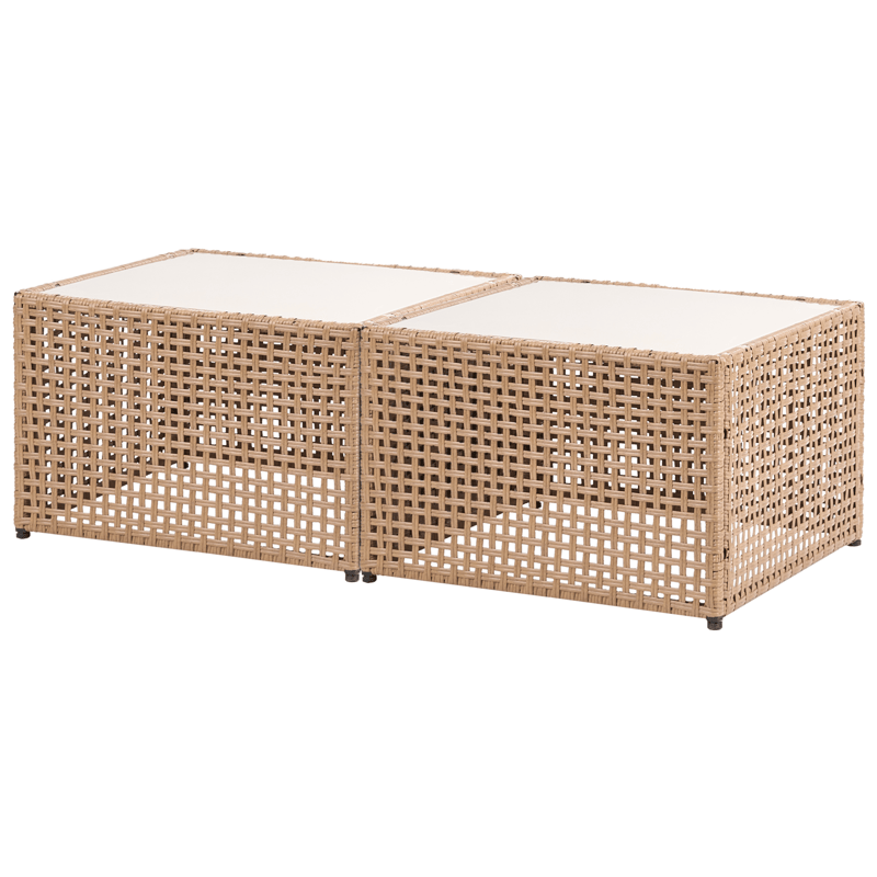 Kulmasohva ulos pöydällä 6-istuttava Omegana modulaarinen polyrottinki - Beige/Musta - Puutarhakalusteet - Terassiryhmät - Sohvaryhmät ulos