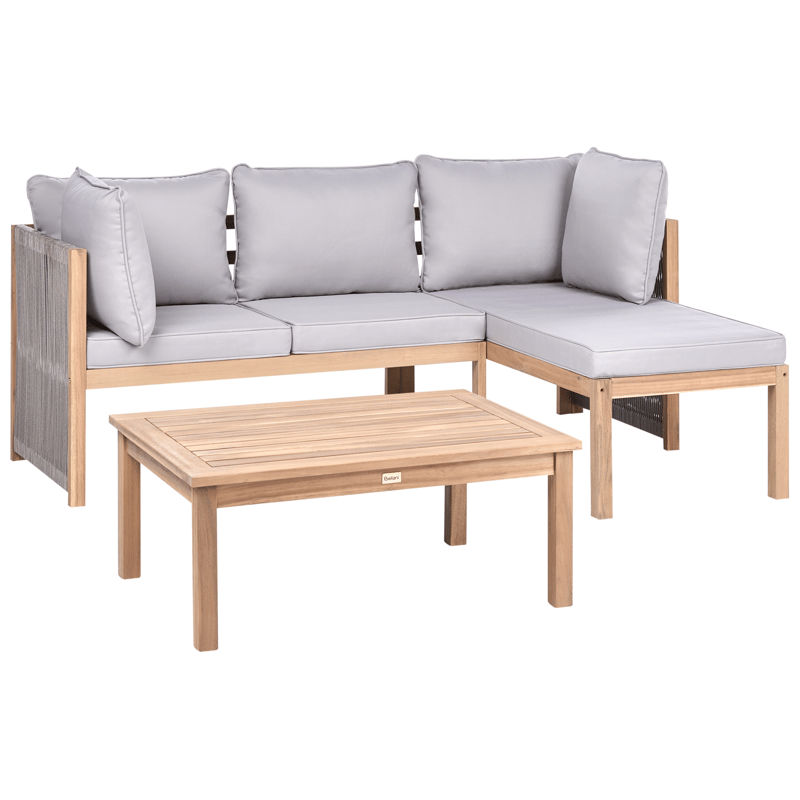 Kulmasohva ulos pöydällä 3-istuttava Arabba vasenkätinen akaasiapuu - Ruskea/Harmaa - Puutarhakalusteet - Terassiryhmät - Sohvaryhmät ulos