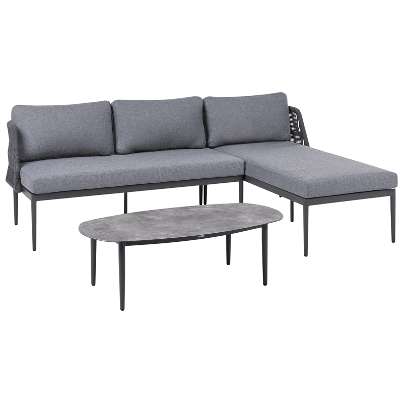 Kulmasohva ulos pöydällä 3-istuttava Leffe vasenkätinen - Harmaa - Puutarhakalusteet - Terassiryhmät - Sohvaryhmät ulos