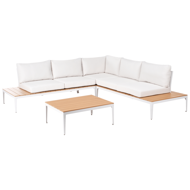 Kulmasohva ulos pöydällä 5-istuttava Positano - Valkoinen/Ruskea - Puutarhakalusteet - Terassiryhmät - Sohvaryhmät ulos