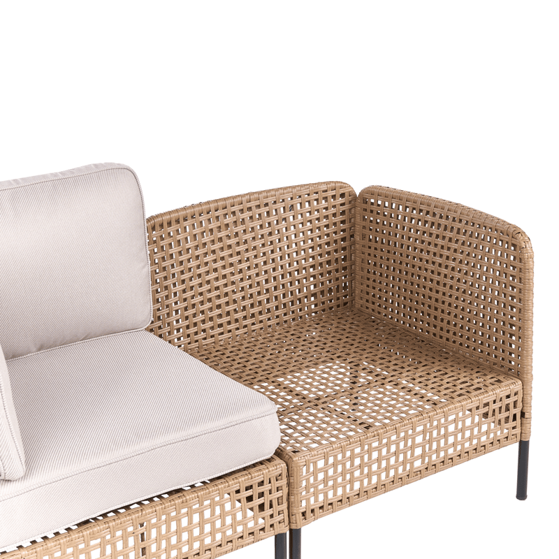 Kulmasohva ulos pöydällä 6-istuttava Omegana modulaarinen polyrottinki - Beige/Musta - Puutarhakalusteet - Terassiryhmät - Sohvaryhmät ulos