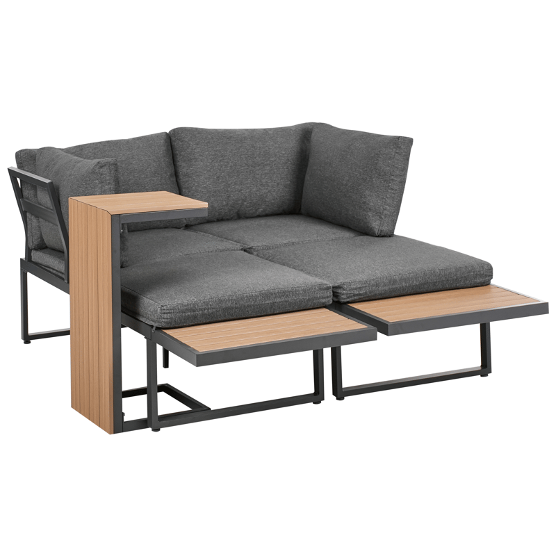 Kulmasohva ulos pöydällä 4-istuttava Pienza oikeakätinen - Harmaa/Ruskea/Musta - Puutarhakalusteet - Terassiryhmät - Sohvaryhmät ulos