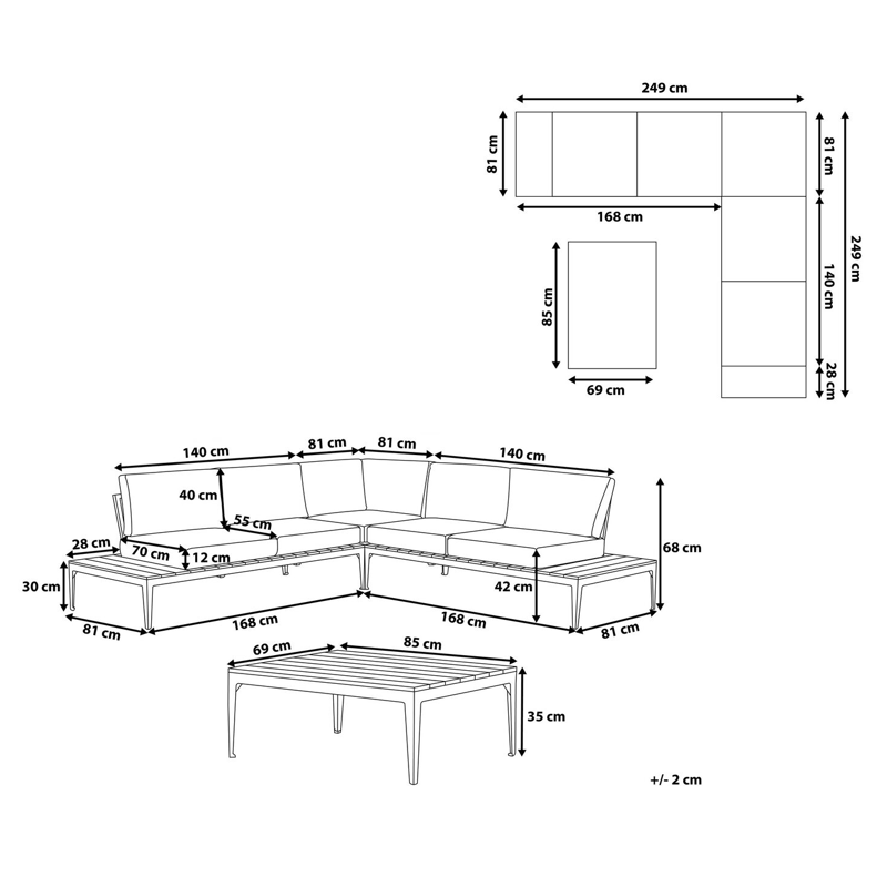 Kulmasohva ulos pöydällä 5-istuttava Positano - Valkoinen/Ruskea - Puutarhakalusteet - Terassiryhmät - Sohvaryhmät ulos