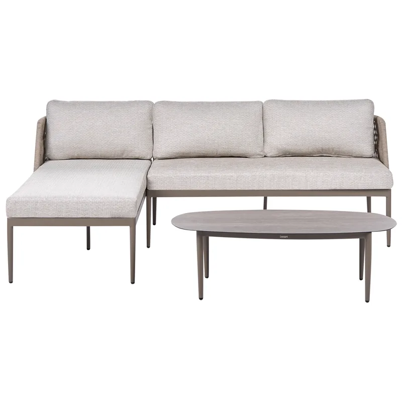 Kulmasohva ulos pöydällä 3-istuttava Leffe oikeakätinen, Beige