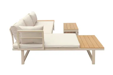 Lainelle 4-istuttava sohvaryhmä parvekkeelle ja terassille, beiget pehmusteet - Beige - Puutarhakalusteet - Terassiryhmät - Sohvaryhmät ulos