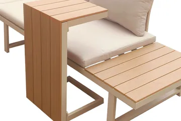 Lainelle 4-istuttava sohvaryhmä parvekkeelle ja terassille, beiget pehmusteet - Beige - Puutarhakalusteet - Terassiryhmät - Sohvaryhmät ulos