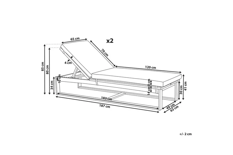 Lepotuoli Azzanello 2 kpl sarja - Puutarhakalusteet - Puutarhatuoli - Aurinkosänky & aurinkovaunu
