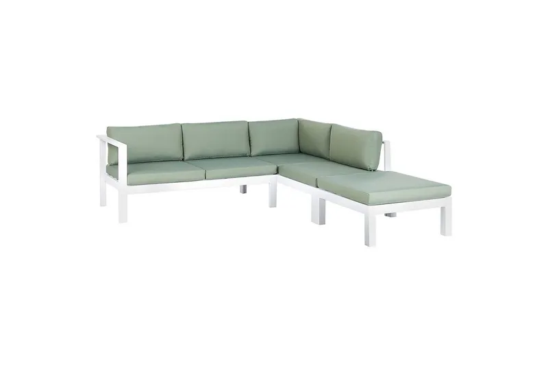 Loungegrupp 5-sits Beliani Messina Grön/vit/grå Green||White||Grey - Puutarhakalusteet - Terassiryhmät - Sohvaryhmät ulos