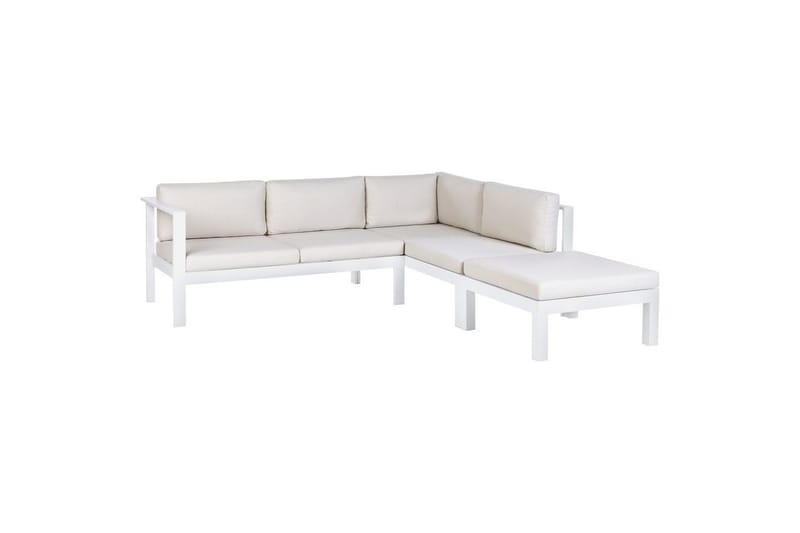 Loungegrupp 5-sits Beliani Messina Grön/vit/grå White||Grey - Puutarhakalusteet - Terassiryhmät - Sohvaryhmät ulos