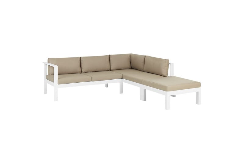 Loungegrupp 5-sits Beliani Messina Grön/vit/grå White||Grey||Beige - Puutarhakalusteet - Terassiryhmät - Sohvaryhmät ulos