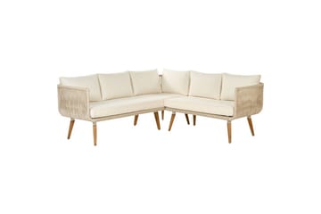 Loungegrupp Beliani Alcamo Beige||Light wood||White - Puutarhakalusteet - Terassiryhmät - Sohvaryhmät ulos