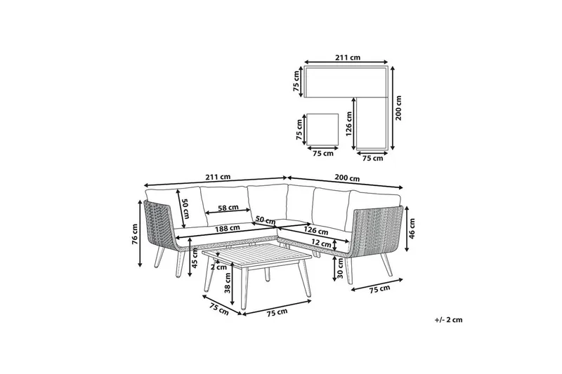 Loungegrupp Beliani Alcamo Beige||Light wood||White - Puutarhakalusteet - Terassiryhmät - Sohvaryhmät ulos