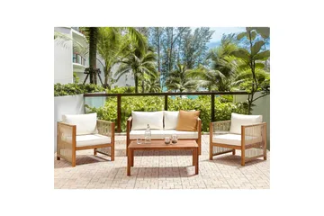 Loungegrupp Beliani Antria Ljus trä/beige Light wood||Beige - Puutarhakalusteet - Terassiryhmät - Sohvaryhmät ulos