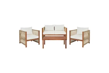 Loungegrupp Beliani Antria Ljus trä/beige Light wood||Beige - Puutarhakalusteet - Terassiryhmät - Sohvaryhmät ulos