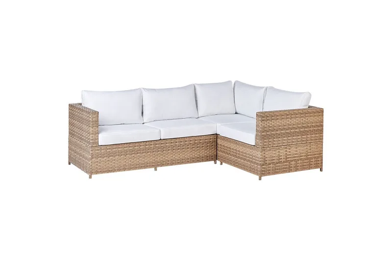 Loungegrupp Beliani Avola White||Natural - Puutarhakalusteet - Terassiryhmät - Sohvaryhmät ulos