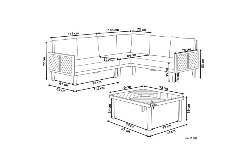Loungegrupp Beliani Baratti 4-Sits Light wood||Beige - Puutarhakalusteet - Terassiryhmät - Sohvaryhmät ulos