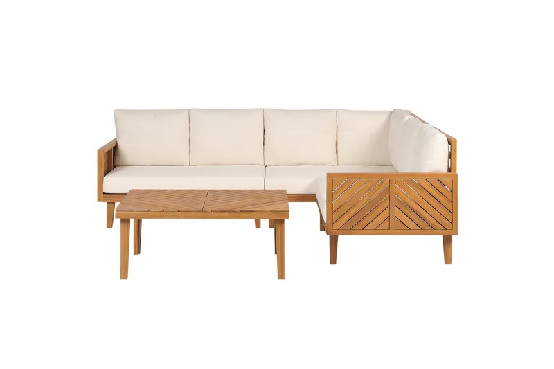 Loungegrupp Beliani Baratti 4-Sits Light wood||Beige, undefined