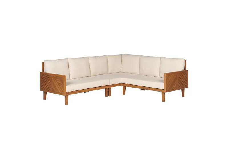 Loungegrupp Beliani Baratti 4-Sits Light wood||Beige - Puutarhakalusteet - Terassiryhmät - Sohvaryhmät ulos