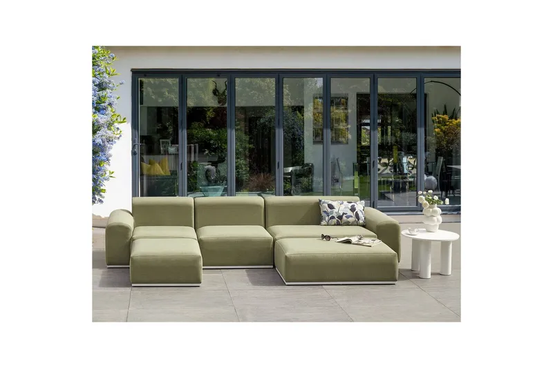 Loungegrupp Beliani Battifollo Beige/vit Green||White - Puutarhakalusteet - Terassiryhmät - Sohvaryhmät ulos