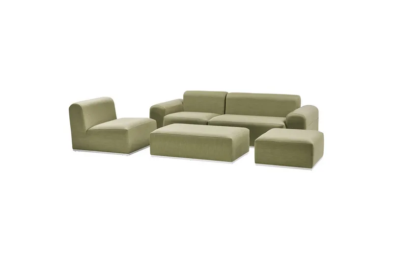 Loungegrupp Beliani Battifollo Beige/vit Green||White - Puutarhakalusteet - Terassiryhmät - Sohvaryhmät ulos