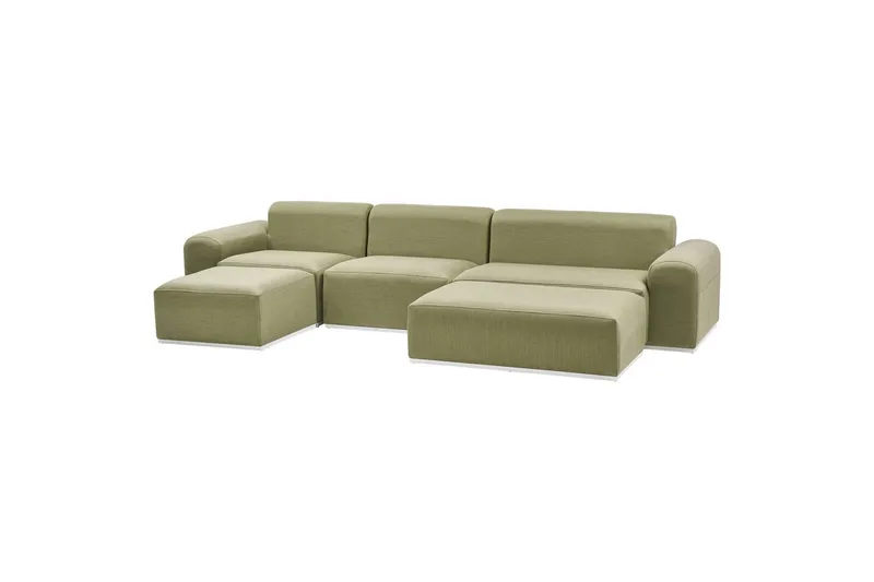 Loungegrupp Beliani Battifollo Beige/vit Green||White - Puutarhakalusteet - Terassiryhmät - Sohvaryhmät ulos