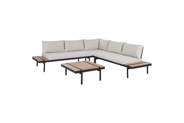Loungegrupp Beliani Bellariva White||Light wood||Black - Puutarhakalusteet - Terassiryhmät - Sohvaryhmät ulos