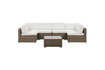 Loungegrupp Beliani Belvedere Brown||White - Puutarhakalusteet - Terassiryhmät - Sohvaryhmät ulos