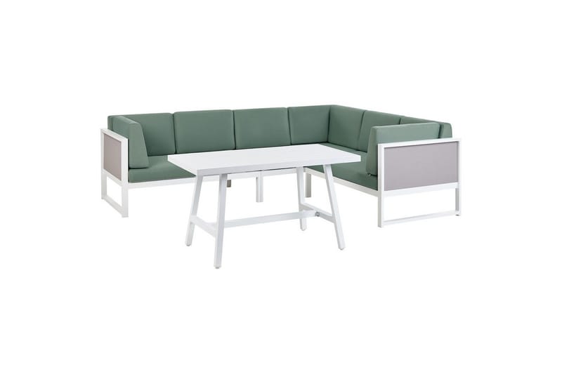 Loungegrupp Beliani Castella/Fratte Grön/vit/grå Green||White||Grey - Puutarhakalusteet - Terassiryhmät - Sohvaryhmät ulos