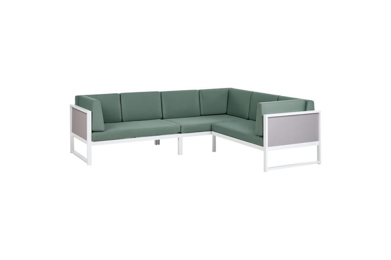 Loungegrupp Beliani Castella/Fratte Grön/vit/grå Green||White||Grey - Puutarhakalusteet - Terassiryhmät - Sohvaryhmät ulos