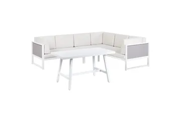 Loungegrupp Beliani Castella/Fratte Grön/vit/grå White||Grey - Puutarhakalusteet - Terassiryhmät - Sohvaryhmät ulos