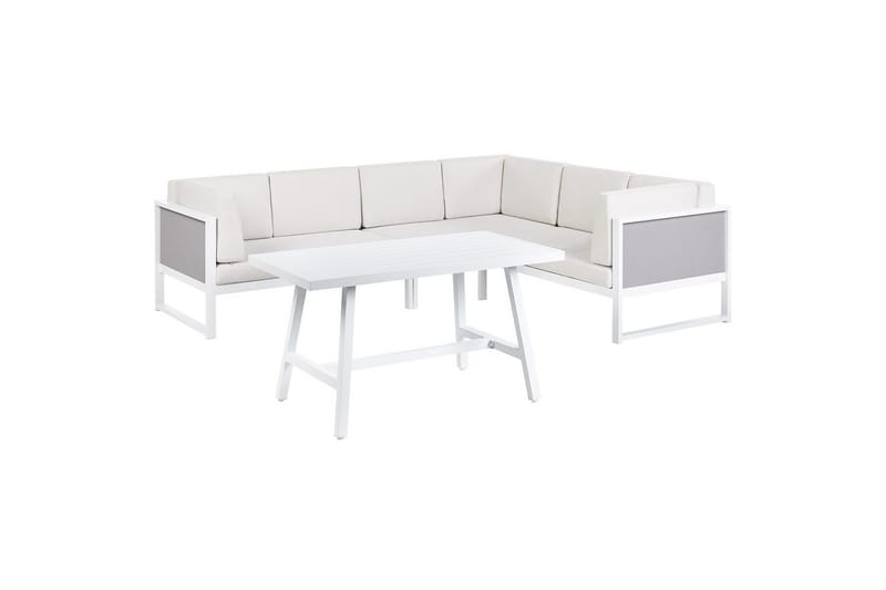 Loungegrupp Beliani Castella/Fratte Grön/vit/grå White||Grey - Puutarhakalusteet - Terassiryhmät - Sohvaryhmät ulos