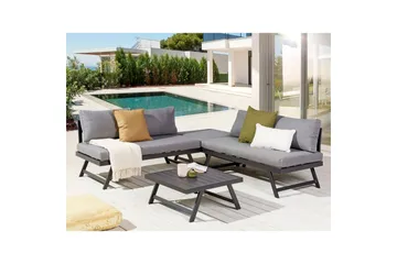 Loungegrupp Beliani Coccorino Grey||Black - Puutarhakalusteet - Terassiryhmät - Sohvaryhmät ulos