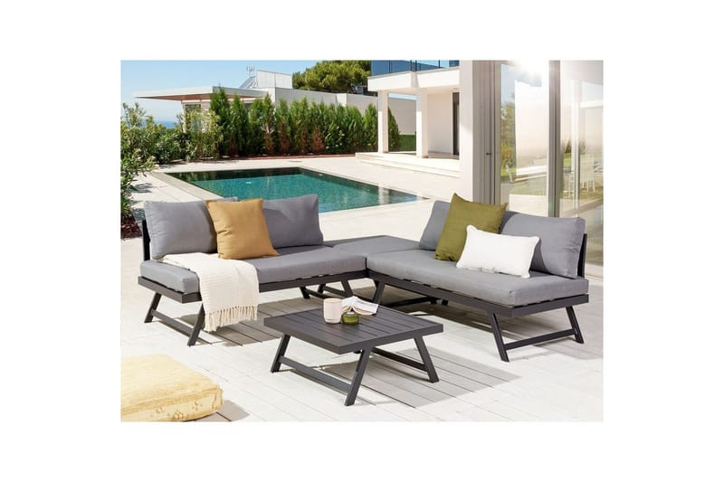 Loungegrupp Beliani Coccorino Grey||Black - Puutarhakalusteet - Terassiryhmät - Sohvaryhmät ulos