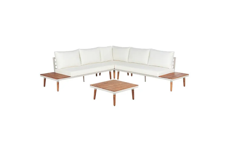 Loungegrupp Beliani Corato Grå/mörkt trä/ljust trä White||Light wood, undefined