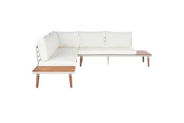 Loungegrupp Beliani Corato Grå/mörkt trä/ljust trä White||Light wood - Puutarhakalusteet - Terassiryhmät - Sohvaryhmät ulos