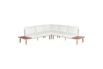 Loungegrupp Beliani Corato Grå/mörkt trä/ljust trä White||Light wood - Puutarhakalusteet - Terassiryhmät - Sohvaryhmät ulos