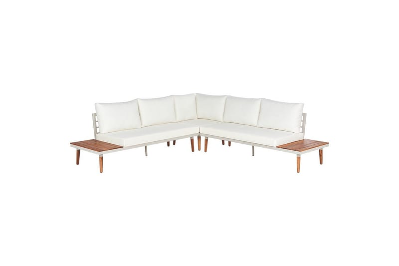 Loungegrupp Beliani Corato Grå/mörkt trä/ljust trä White||Light wood - Puutarhakalusteet - Terassiryhmät - Sohvaryhmät ulos