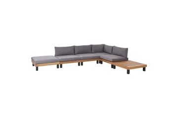 Loungegrupp Beliani Frazzano Grey||Light wood - Puutarhakalusteet - Terassiryhmät - Sohvaryhmät ulos