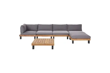 Loungegrupp Beliani Frazzano Grey||Light wood - Puutarhakalusteet - Terassiryhmät - Sohvaryhmät ulos