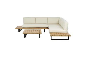 Loungegrupp Beliani Mykonos Light wood||White - Puutarhakalusteet - Terassiryhmät - Sohvaryhmät ulos