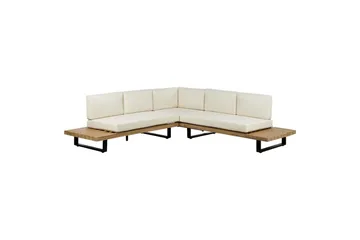 Loungegrupp Beliani Mykonos Light wood||White - Puutarhakalusteet - Terassiryhmät - Sohvaryhmät ulos