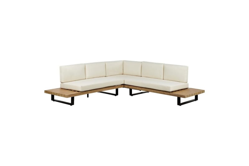 Loungegrupp Beliani Mykonos Light wood||White - Puutarhakalusteet - Terassiryhmät - Sohvaryhmät ulos