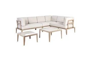 Loungegrupp Beliani Rima III Beige Beige - Puutarhakalusteet - Terassiryhmät - Sohvaryhmät ulos